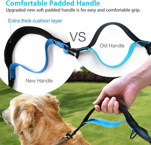 Hands Free Dog Running Leash with Zipper Pouch, Dual Handle, Elastic Bungees Retractable Rope for Medium and Large Dogs, Waist Bag Pack Carry All ...