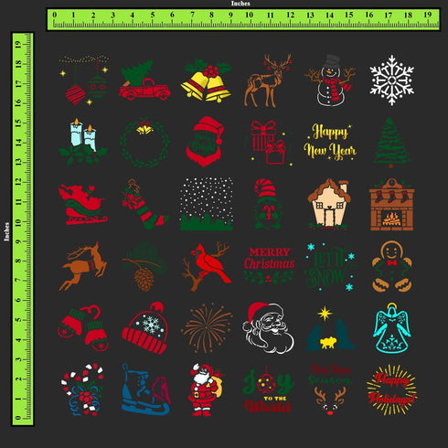CrafTreat 36 Pieces Christmas Stencils for Painting on Wood (3x3), Merry Christmas Stencils for Painting on Fabric, Canvas, Paper, DIY Christmas S...