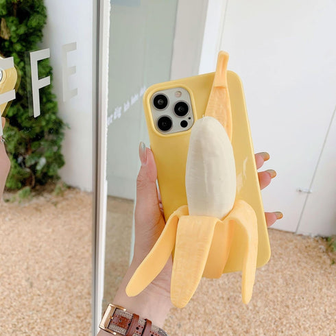 Yatchen Cute 3D Cartoon Case Compatible with iPhone 12 Pro Max,Unique Funny Banana Design Soft Decompression Silicone Case Ultra-Thin Non-Slip Sho...