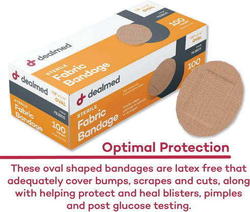 Dealmed Flexible Fabric Oval Spot Adhesive Bandages – 100 Count (1 Pack) Non-Stick Pad, Latex Free, Wound Care for First Aid Kit, 7/8" x 1 1/4"...