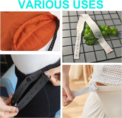 Flat Sewing Band Spool with Buttonholes, Elastic Stretchable, Ideal for DIY Waistbands and Necklines (Black & White, 3/4" × 3 Yds Each)...