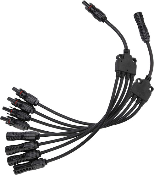 Ansxiy Solar Y Branch Connectors 1 to 4, Solar Panel Parallel Connectors Solar Panel Adapter Cable Tool Kit (M/FFFF and F/MMMM)...