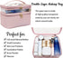 Makeup Bag,Leather Double Layer Large Organizer Bag,Travel Accessories Dorm Room Essentials Toiletry Bag for Women,Travel Essentials Cosmetic Bag ...