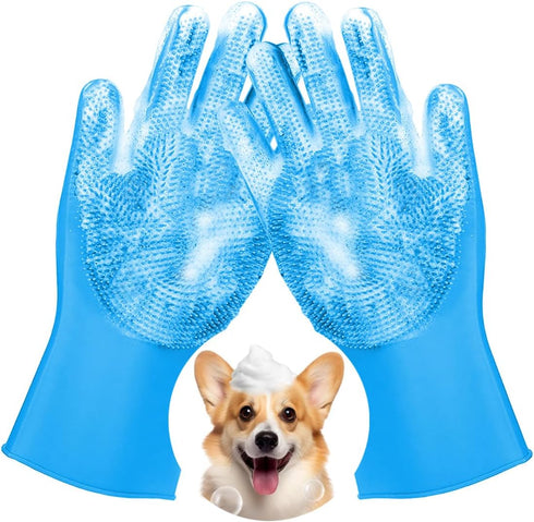 Pet Washing Gloves, Gentle Silicone Dog Bath Shampoo Shower Brush Grooming Mitts Waterproof, Massaging and Bathing Rubber Scrubber for Dogs & Cats...
