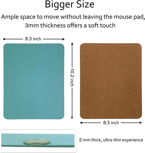 MelVan PU Leather Mouse Pad with Stitched Edge, Wood Mouse Pad, Waterproof Gaming Mouse Pad Mat for Computers, Laptop, Office & Home, 10.2" x 8.3"...
