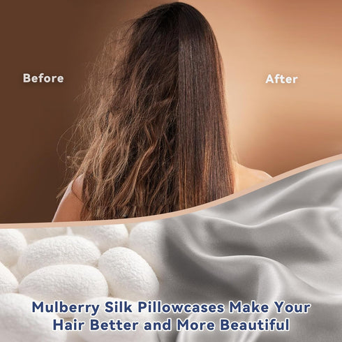 100% Mulberry Silk Pillow Cases Silk Pillowcase for Hair and Skin Both Side Real Silk Pillowcases Hidden Zipper 21 Momme Silk Pillow Covers(Grey, ...