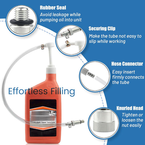 Lower Unit Gear Oil Pump for Standard Quart Bottles, Includes 3/8 inch Metal Swivel, 8mm and 10mm Adapters Fit Most Marine and Mercury Boat Outboa...