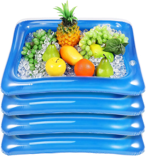 YARNOW Inflatable Cooler, 4PCS Inflatable Ice Serving Bar Coolers for Parties, Salad Picnic Ice Food Drinks Buffet Server Tray for Indoor Outdoor ...
