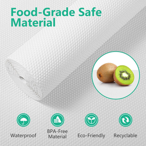 White Shelf Liners for Kitchen Cabinet Non Adhesive Drawer Liner for Kitchen Waterproof Refrigerator Liners for Shelves Fridge Mats Plastic Cupboa...