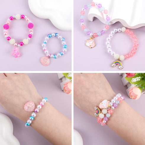 900pcs Mermaid Bracelet Making Kit for Girls with Pearl Beads Starfish Shell Girls Pink& Purple Mermaid Butterfly Beads for Jewelry Making Assorte...