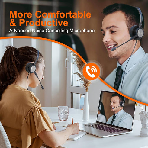 3.5mm Jack Wired Headphones | Noise-Cancelling Mic | Compatible with Laptop, Cellphone, Computer | Ideal for Meeting, Truck Drivers, Conference, D...