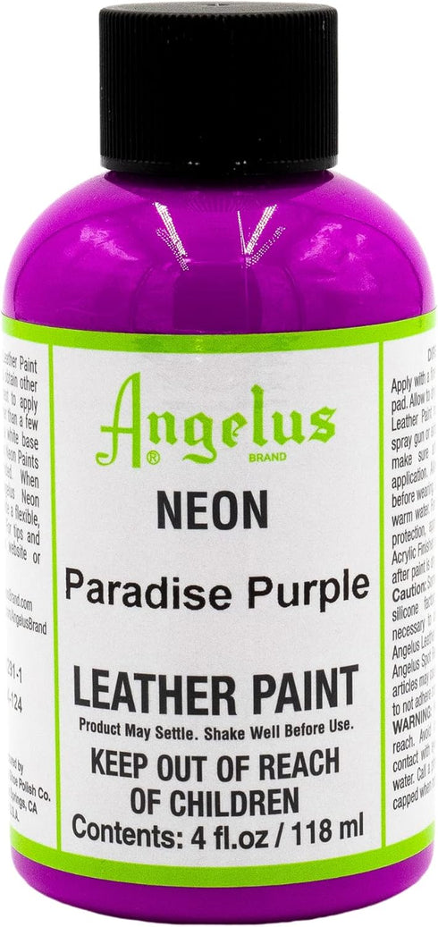 Angelus Neon Acrylic Leather Paint for Shoes, Boots, Jackets, Art, Customizing, Sneakers, Bags, & More – Paradise Purple – 4oz...