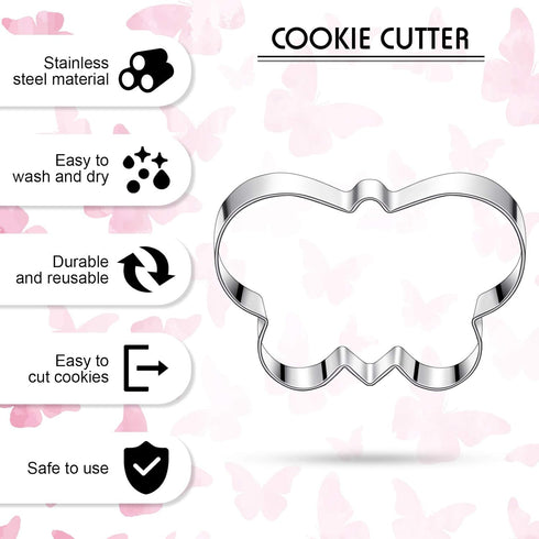 8 Pieces Butterfly Cookie Cutter Set Stainless Steel Metal Biscuit Cutter Mould and 6 Pieces Sugar Stirring Pins for Sandwich Chocolate Fondant Bi...