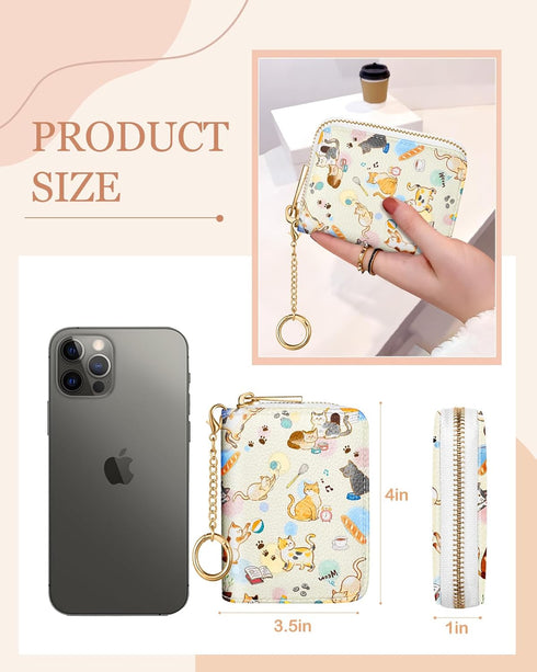 Bistup Credit Card Holder for Women Cute Small for Ladies Teen Girls Female Rfid Leather Cardholder Wallets with Keychain Accordion Organizer Purs...