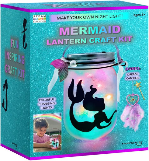 Mermaid Toy Lantern Night Light Craft Kit, Birthday Gifts for Kids, DIY Mermaids Arts and Crafts, Gift for Girls Ages 3 4 5 6 7 8-12 Years, Stem T...