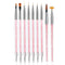 JASSINS Nail Art Brushes,9PCS Double Ended Nail Brush and Nail Dotting Pens,Shiny Handles Professional Nail Liner Painting Tool Brush for Home Use...