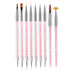 JASSINS Nail Art Brushes,9PCS Double Ended Nail Brush and Nail Dotting Pens,Shiny Handles Professional Nail Liner Painting Tool Brush for Home Use...