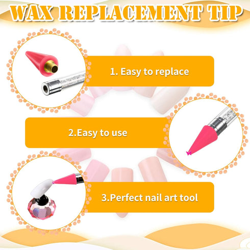 Blulu 16 Pcs Wax Head Tips Rhinestone Picker Tool Rhinestones Replacement Diamond Painting Tips for Nail Dotting Pen to Pick up Nail Gem Jewelry, ...