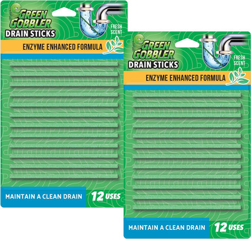 Green Gobbler Drain Cleaner & Deodorizer FRESH SCENT Sticks for Toilet Tanks, Sinks, Bathtub Drains, Washing Machine Drains and Garbage Disposals ...