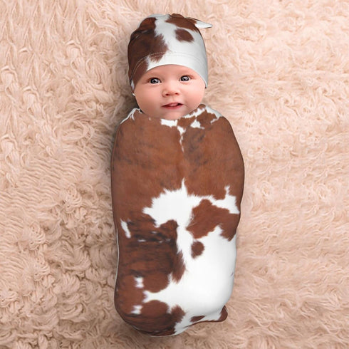 Cowhide Print Swaddling Blanket for Baby, Soft Sleeping Bag, Sack for Newborn Boys Girls, Unisex Baby Stuff, Highland Cow...