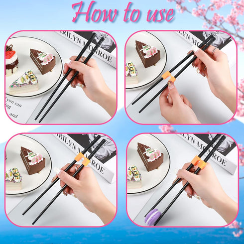 Tessco for you 5 Pairs Training Chopstick Helpers Reusable Chopsticks for Beginner Non Slippery Replaceable Practice Heat Resistant Holder with Cl...