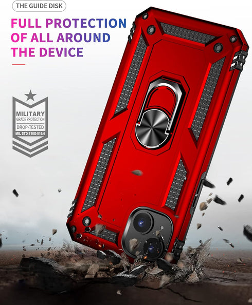 Military Grade Drop Impact for iPhone 14 Case 360 Metal Rotating Ring Kickstand Holder Armor Heavy Duty Shockproof Case for iPhone 14 Phone Case (...