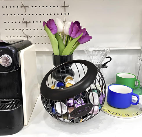 Coffee Pod Holder,K Cup Holders for Counter,Large Capacity Keurig K-cup Organizer, Nespresso Vertuo Coffee Station Organizer,Metal Coffee Pods Sto...