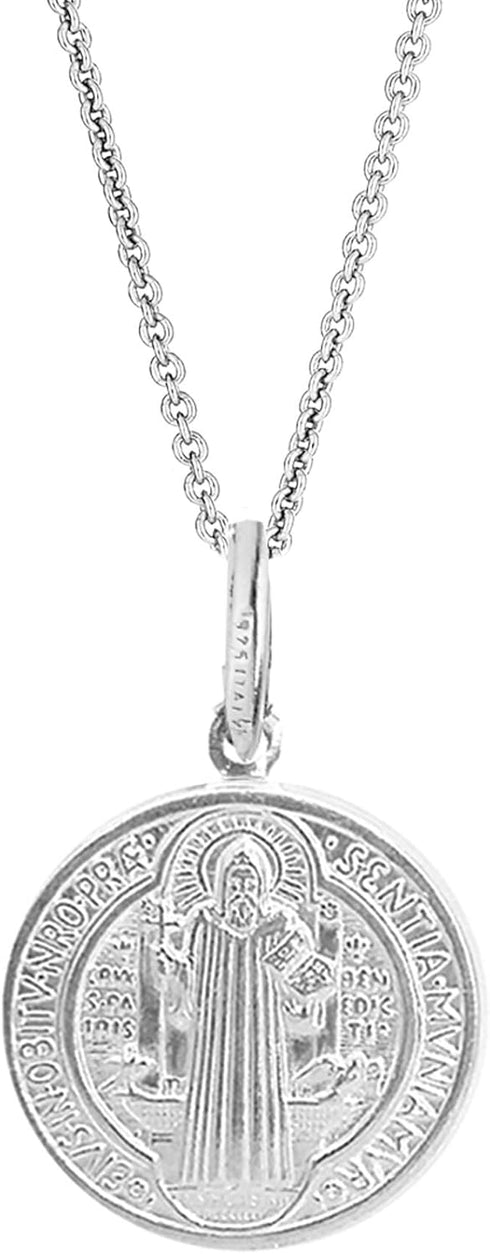 Ritastephens Sterling Silver San Benito St Saint Benedict Medallion Medal Pendant Necklace (3 sizes)...