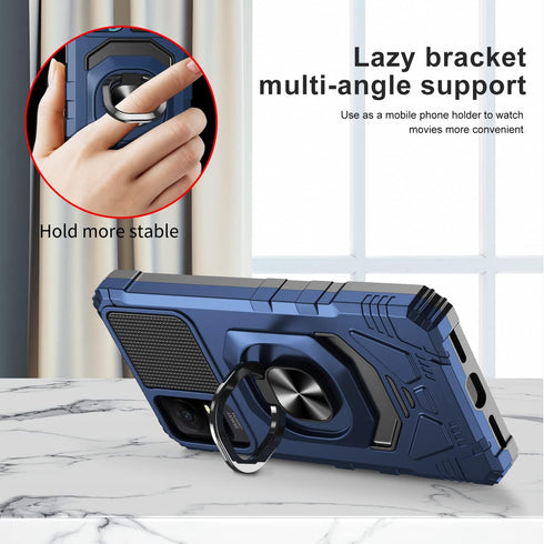 for TCL ION X Case,TCL ION V Phone Case with Tempered Glass Screen Protector,Military Grade Heavy Duty Shockproof Protective Cover,with Ring Kicks...