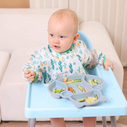Lictin Long Sleeve Baby Bibs for Boy or Girl,Fully Waterproof Toddler Bibs,2-5 years Neutral Baby Smock for Eating,Reusable Infant Wearable Bibs f...