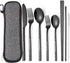 MURRI&MURRDI 8 Pieces Portable Reusable Cutlery Set,Travel Utensils Set with Case, Stainless Steel Flatware Set Including Knife Fork Spoon Chopsti...