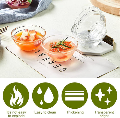 12 Pack 3.5" Clear Glass Bowls, 4.5oz Soy Sauce Dipping Bowls, Stackable Serving Bowls for Ramekins Appetizer Tray, Sauce Dish, Tomato Sauce, Sala...