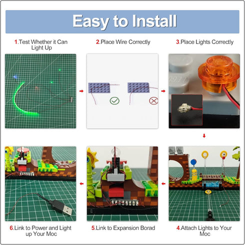 BrickBling 6-Port Expansion Boards, Light Up Your Bricks, Connect LED Lights (2 Pieces)...