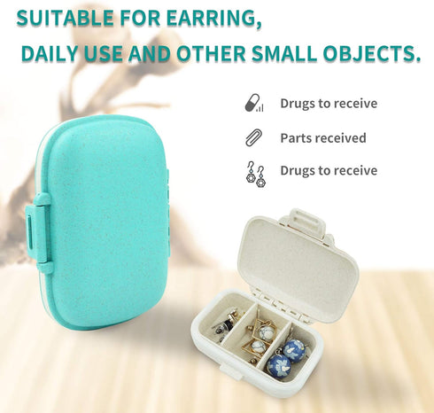 2 Pack Pill Case Organizer,Travel Pill Box with Label, Daily Medicine Organizer Case, Waterproof Pocket Container Case, Portable Pink Supplement C...