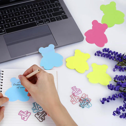 Cute Dog Sticky Notes with Paper Clips, 210 Sheets Cartoon Animal Self-Stick Notes Index Tabs Dog Shape Memo Pads Index Tabs 7 Pack (7 Color)...