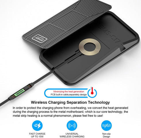 Wireless car Charger, Polmxs Fast Wireless Charger Charging pad No-Slip Wireless Phone Charger for car Cell Phone Cordless Charger Holder Wireless...