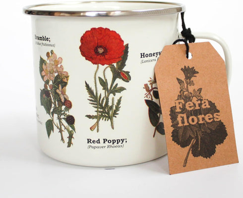 Gift Republic Wildflower Enamel Mug Outdoor Camping Mug Large Metal Coffee Cup Floral Nature Gardening Gift Pretty Design Durable Drinking Cup 500...