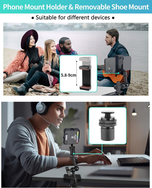Super Clamp Camera Clamp Mount 5.5 Inches Magic Arm with 1/4" Thread, Articulating Arm with Clamp,Tripod Camera Mount Clip Clamp with Adjustable f...