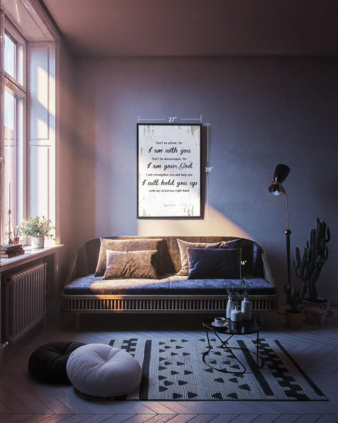 Isaiah 41:10 Don't be Afraid, for I am with you Bible Verse - FRAMED - Canvas Print Home Decor Wall Art, Gallery Wrap Inner Frame, 14x18, White...
