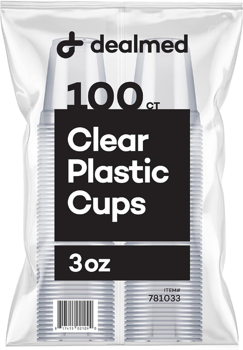 Dealmed 3 oz. Disposable Plastic Cups – 100% Recyclable Cups for Doctor's Offices, School Nurse's, Hospitals, at Home and More (Pack of 100)...