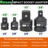 4PCS Impact Socket Adapter and Reducer Set,1/2"to 3/8" & 3/8"to 1/2"& 3/8"to 1/4"& 1/4"to 3/8"Drive Socket Adapter Set, Square Adapter Breaker Bar...