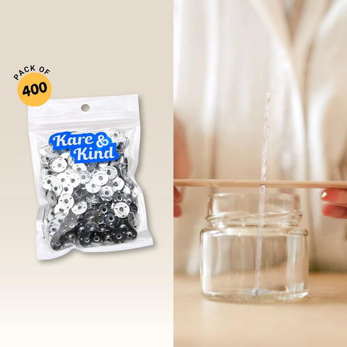 400 pcs Candle Wick Tabs - Metal Candle Wick Sustainer Tabs - Kare & Kind® retail packaging (14 mm, Silver)...