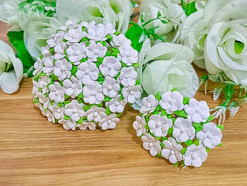 Mini Flowers Mulberry Paper Artificial Craft Scrapbook Wedding Supply Accessory DIY. Small Flower Bouquets, Greeting Cards Decorations. (White)...