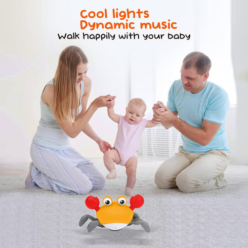 Crawling Crab Baby Toy, Children's Prone time Toy, Automatic Obstacle Avoidance Toddler Interactive Toy with Music and LED Light, Built-in Recharg...