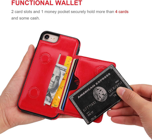KIHUWEY for iPhone SE iPhone 7/8 Wallet Case with Credit Card Holder, Premium Leather Kickstand Durable Shockproof Protective Cover for iPhone 7/8...