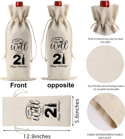 21st Birthday Gifts for Her Wine Bag, 21st Birthday Decorations for Her Women, Funny 21st Birthday Wine Bag, Twenty-one Year Old Birthday Wine Gif...