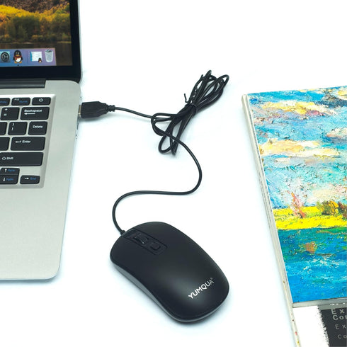 SB101 Computer Mouse Wired 3 Pack, Office Noiseless Slim USB Optical Corded Mouse for Laptop Chromebook PC Home Notebook...
