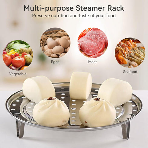 Steamer Rack, 10.2 Inch Stainless Steel Steamer Rack Steam Tray with Removable Legs, Pressure Cooker Canner Round Pot Steaming Tray for Steamers C...