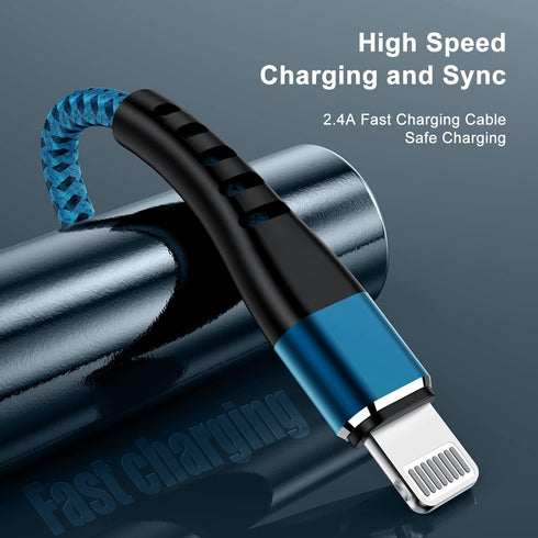 Essri 3Pack for iPhone Charger Cord 3FT, Lighting Cable 3 Feet to USB Charging Cable, Nylon Braided Charging Cord 3 Foot Compatible with iPhone 14...