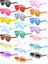 21 Pieces Round Rimless Sunglasses Transparent Candy Color Tinted Eyewear, Multicoloured, Medium...